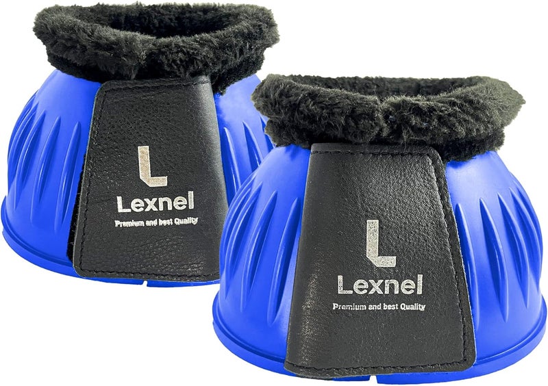 LEXNEL Rubber Bell Boots, Durable Bell Boots for Horse – Superior Hoof Protection and Comfort 1 Pair (Blue, Large) - Image 1